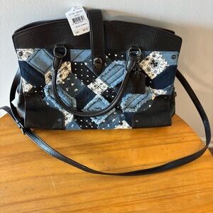 Coach Denim Patchwork Tote Bag - Black and Blue